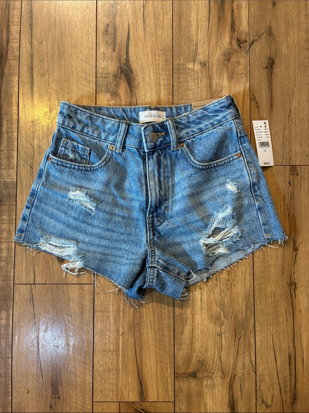 PacSun Light Blue High-Rise Distressed Jean Mom Shorts